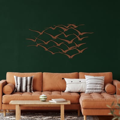 Wanddecoratie |Cranes Metal  decor | Metal - Wall Art | Muurdecoratie | Woonkamer |Bronze| 61x31cm
