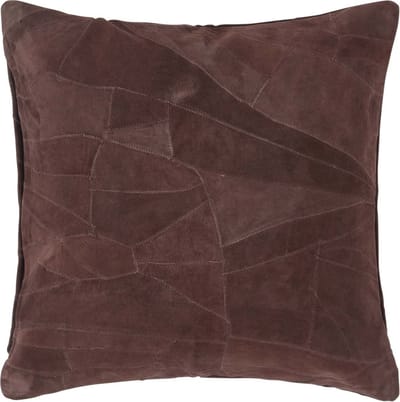 Homescapes patchwork leren kussen donkerbruin, 45x45 cm