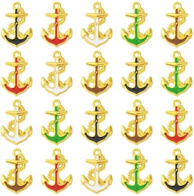 Dailygoods- Anker Charms 25 Stuks - Emaille Bedels - DIY Sieraden Maken - Nautische Accessoires - 5 Kleuren - 16 mm Breed