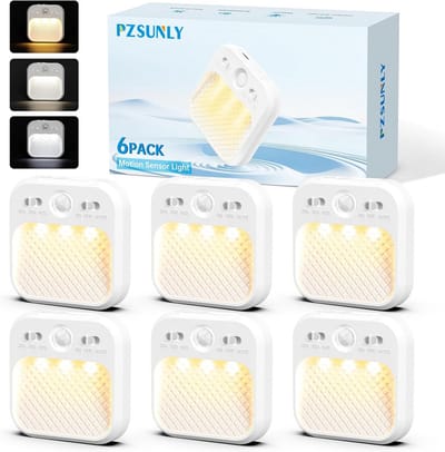 Set van 6 Draadloze LED Nachtlampjes met Bewegingssensor en Oplaadbare Accu - 3 Kleurmodi