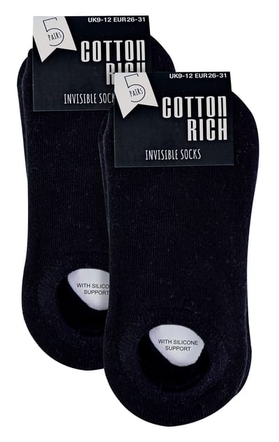 Sock Snob 10 paar ademende onzichtbare kindersokken - Zwart
