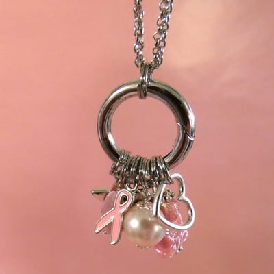 Jewellicious Designs Lucky Pink Buddha Charm ketting voor Pink Ribbon - Collier - roze - verwisselbaar - Pink Ribbon