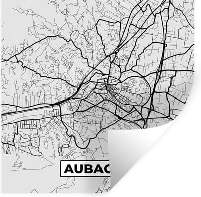 Muurstickers - Sticker Folie - Stadskaart – Frankrijk – Kaart – Aubagne – Plattegrond - 100x100 cm - Plakfolie - Muurstickers Kinderkamer - Zelfklevend Behang XXL - Zelfklevend behangpapier - Stickerfolie