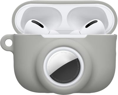 kwmobile oordopjes case geschikt voor Apple Airpods Pro 3 hoesje - Oortjes cover met AirTag houder - In-ear koptelefoon hoes - Silicone in grijs