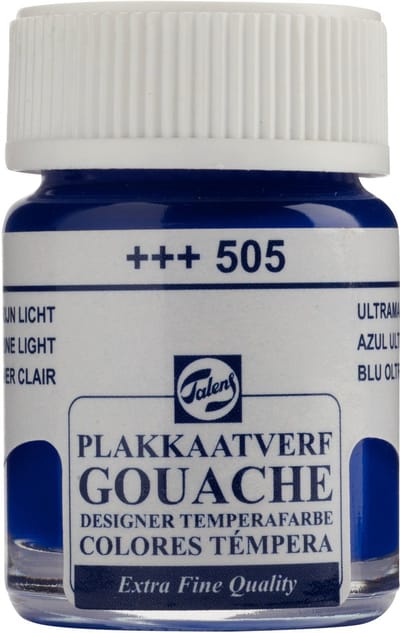 Talens Plakkaatverf Extra Fijn - Ultramarijn Licht - 16 ml Flacon - Matte Afwerking met Hoog Pigment - Ideaal voor Kunstenaars & Ontwerpers