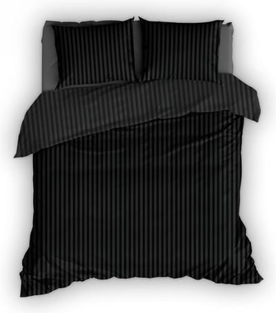Dekbedovertrek SATIN D'OR satijnstreep zwart 100% Katoen Satijn Dekbedovertrek 140x200/220 + 1 sloop