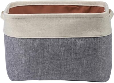 Opvouwbare Opbergdoos 38 x 26 x 24 cm met Twee Handvatten - Ideaal voor Kleding, Handdoeken en Speelgoed in Beige Grijs