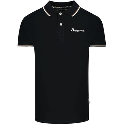 Aquascutum Volwassen unisex poloshirt met Londense punt (Zwart)