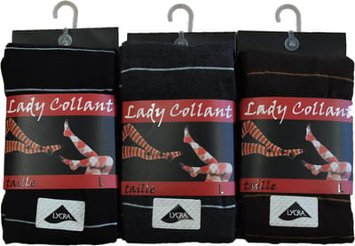 Dames collant 80% katoen- fantasie Rayures- 5 stuks- maat S/M - Assortiment kleuren