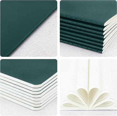 A5 Notebooks met Soft Cover - 8 Stuks - 100GSM Gelijnd Papier voor Reisjournalen, Donkergroen, 60 Pagina's, Perfect voor Notities en Creatieve Schrijfsels