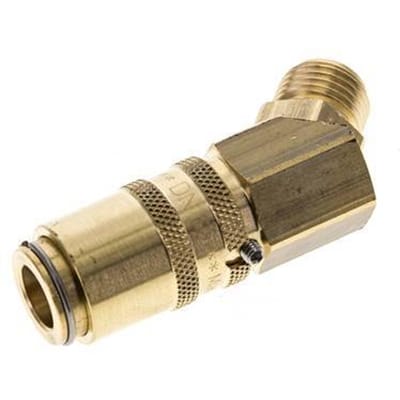 Messing DN 6 Tempereerkoppeling Snelkoppeling G 1/4 inch Buitendraad Loskoppelbeveiliging Dubbele afsluiting 45-deg
