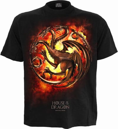 Spiral House Of The Dragon - HOD DRAGON FLAMES Heren Tshirt - S - Zwart