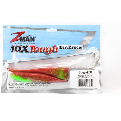 Zman Soft Lure StreakZ XL 8 Inch 2/Pack Nuked Chicken Glow (3670)