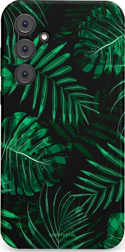 Casetastic hoesje geschikt voor Samsung Galaxy A35 - Dubbellaagse bescherming - Jungle blad - Fashion Case - Donkergroen Zwart