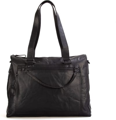 Leren Laptop Schoudertas - 15.6 inch - Sadie - Zwart