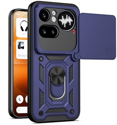 MobyDefend Hoesje - Geschikt voor Nothing Phone (4a) Pro - Pantsercase Met Draaibare Ring - Blauw