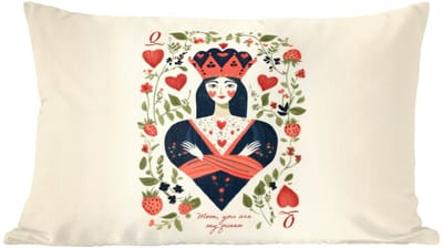 Sierkussens - Kussentjes Woonkamer - 60x40 cm - Speelkaart - Hartenkoningin - Bloemen - Hartjes