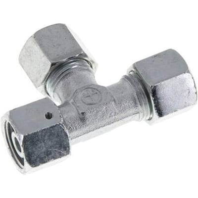 10S Zink Geplateerd Staal Rechte Hoek T Stuk Snij Fitting Met Draaibaar 630 Bar NBR Verstelbaar ISO 8434-1