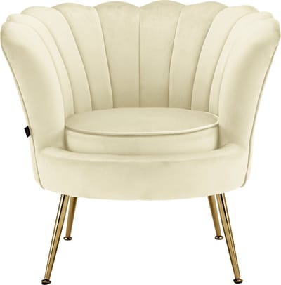 Kelsey-Gestoffeerde Accent Stoel in Fluweel CrÃƒÂ¨me Wit