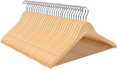 Hoppa! - Houten kleerhangers - kledinghangers - set van 30 met antislip broekspijpen en een 360° draaibare haak