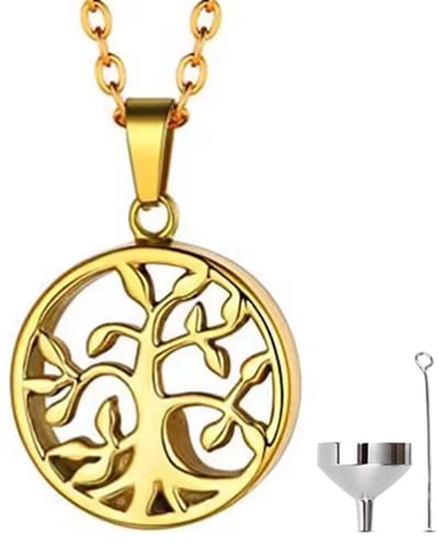 Luxe Ashanger - met Ketting (55 cm) - Voor As, Haren of Parfum - Assieraad - As Ketting - Gedenksieraad - Urn - As Hanger - Incl. As vuller en Opbergzakje - Gold Forest
