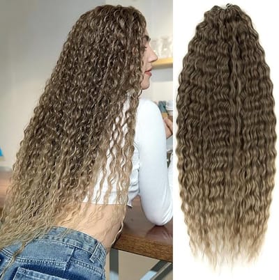 3 verpakkingen van 55 cm, ombre bruin, watergolf, gehaakte haarverlengingen, vlechten, haarverlenging, gehaakte haarstukjes, synthetische vlechten, gehaakte haarextensies