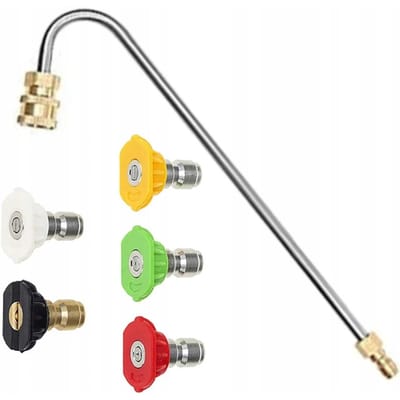 Rosfix Spuitmond Set - 5 Spuitmonden met Snelkoppeling en Hogedruklans U-Type 1/4" 34cm - Geschikt voor Lavor, Parkside