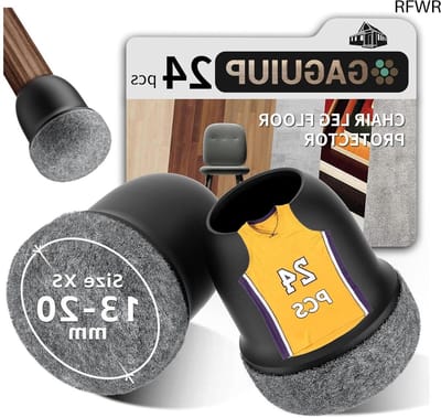 RFWR® Stoelpootdoppen 24 stuks - Zwarte siliconen beschermkappen met viltglijders voor meubelpoten