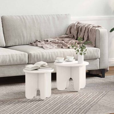vidaXL - Salontafel - 2 - st - Wit - 39.5 - x - 39.5 - x - 30 - cm - Massief - grenenhout