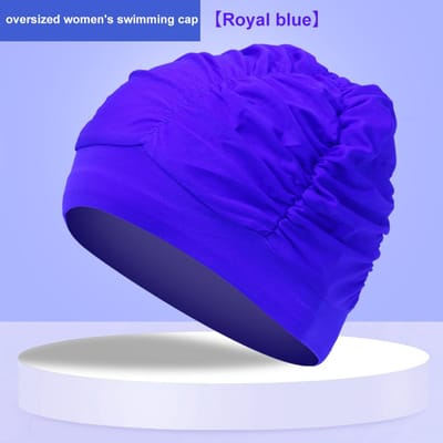 Nieuwe elastische zwemwaterdichte oren lang haar sport zwemzwembadhoed gratis maat voor mannen vrouwen zwemhoed blue