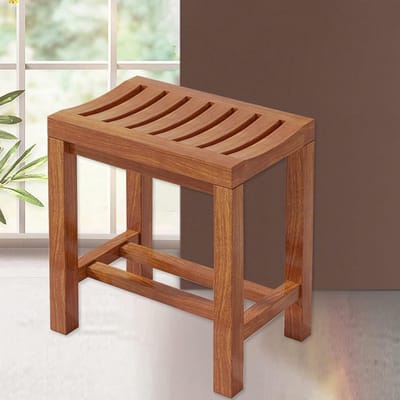 Douchebank Hout - Badkamer Stoel - Ontspanning Thuis - Natuurlijk Materiaal - 42x28x33cm - Veelkleurig