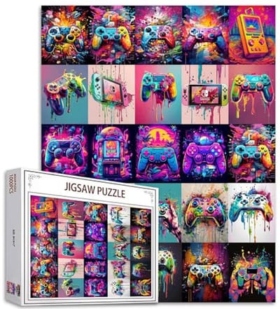 Kleurrijke Aquarelpuzzels voor Volwassenen - 1000 Stuks Gaming Thema, Perfecte Wanddecoratie en Gezellige Activiteit
