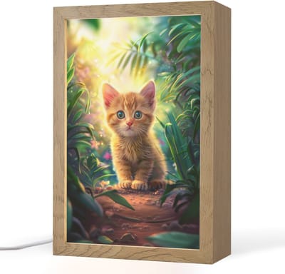 Nachtlampje 20x30 cm - Kinder lampje - Kat - Huisdier - Natuur - Tafellamp kinderkamer - Slaapkamer lamp - Bedlamp kinderen - Kinderlampje stopcontact - Wandlamp babykamer - Nachtlampjes