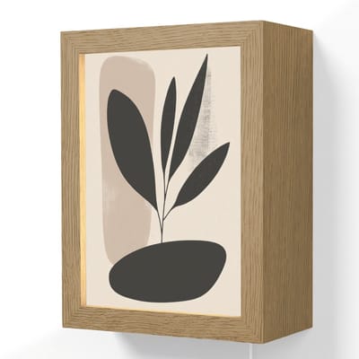 Wandlamp 15x20 cm - Oplaadbaar - Plant - Beige - Japandi - Wandlampen binnen woonkamer - Slaapkamer lamp met kabel - Decoratieve nachtlamp - Vloerlamp snoer