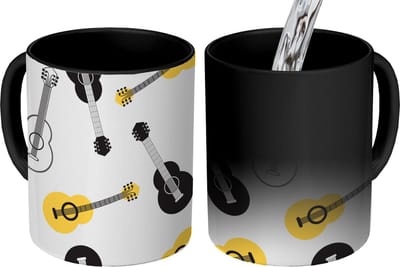Magische Mok - Foto op Warmte Mokken - Koffiemok - Gitaar - Patronen - Instrumenten - Magic Mok - Beker - 350 ML - Theemok