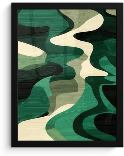 Poster in lijst - Fotolijst 30x40 cm - Posters - Abstract - Camouflage - Groen - Posterlijst zwart - Decoratie - Wanddecoratie woonkamer - Muurdecoratie slaapkamer