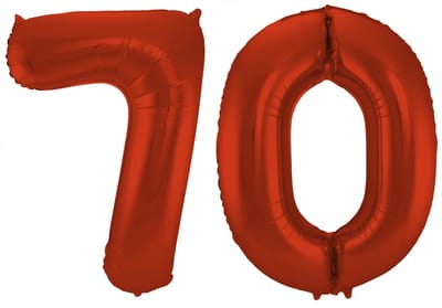 Folat Verjaardag Leeftijd folieballon - 70 jaar - rood - 86 cm - cijferballon groot