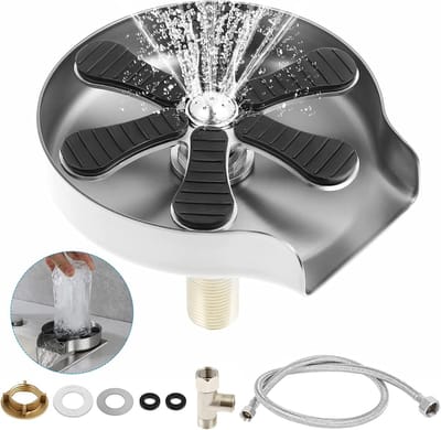 Kopjeswasser - 6-Blads RVS Ontkalker - 9 Hoge Druk Sproeiers & 360° Draaibaar - Universele Maat (13cm) - Eenvoudige Montage - Voor Keuken & Huishouden