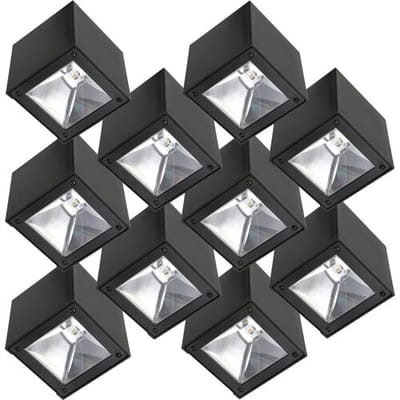 KS Verlichting - Wandlamp - Cube - solar - zwart - set van 10 - vierkant - solar tuinverlichting - modern - zonneenergie buitenverlichting