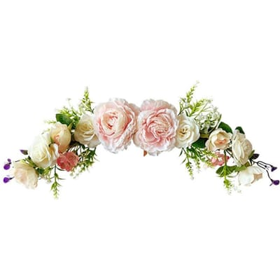 Kunstmatige Pioenroos Bloem Swag Bruiloft Boog Bloemen Kunstmatige Bloemen Swag Decoratieve Swag voor Lintel beige
