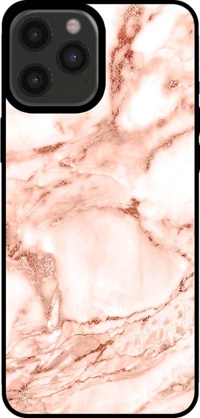 Smartphonica Telefoonhoesje voor iPhone 12 Pro Max marmer look - backcover marmer hoesje - Wit Rosé Goud geschikt voor iPhone 12 Pro Max