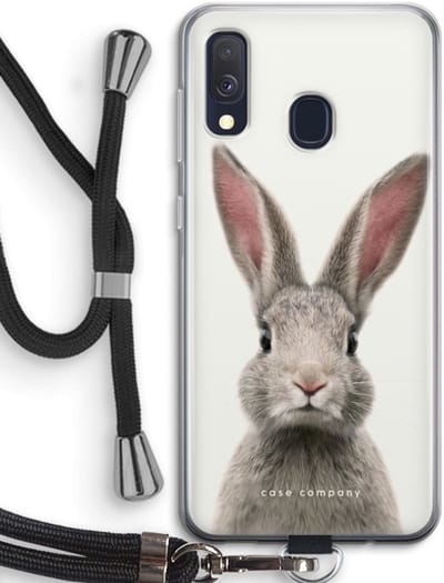 Case Company® - Hoesje met koord geschikt voor Samsung Galaxy A40 hoesje met Koord - Daisy - Telefoonhoesje met Zwart Koord - Bescherming aan alle Kanten en Over de Schermrand