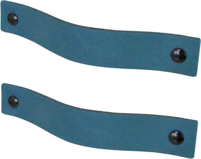 2x Leren handgrepen 'platte greep' XS - PETROL (12,6 x 2,5 cm) - incl. 3 kleuren schroefjes (handgreepjes - leren grepen - greepjes - leren lusjes)