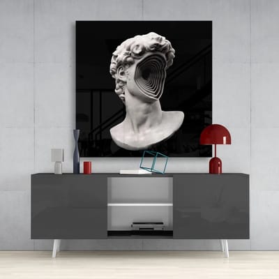 Vierkant Glasschilderij Abstract David Beeld - Modern Surreal Design - Gehard Glas - Luxe Wanddecoratie - 50 x 50 cm