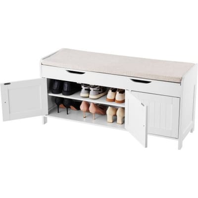 VEVOR Schoenenrekbank (1050 x 350 x 503 mm), Halbank met opbergruimte, zitkussen en 3 compartimenten, Schoenenrek (draagvermogen 113,4 kg), voor Voordeur, Hal, Woonkamer, Slaapkamer, Zwart