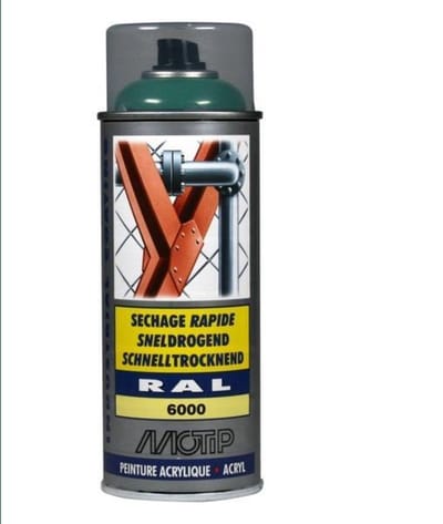 Motip industrial acryllak hoogglans RAL 6000 patina groen - 400 ml.