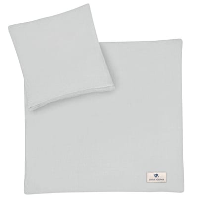 Julius Zöllner babybeddengoed mousseline - grau, maat 80x80 + 35x40 cm