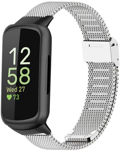 Milanees bandje - geschikt voor Fitbit Inspire 3 - rvs Milanese met gesp sluiting - zilver