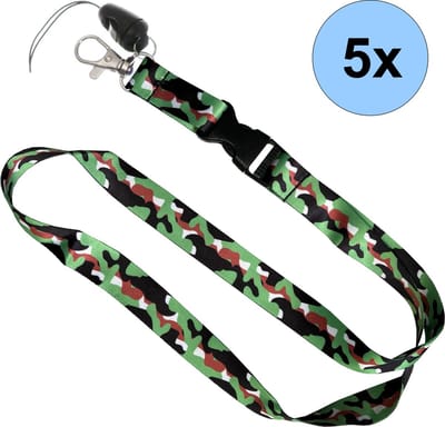 5 Keycords Camo Print - Keycord - Lanyard - Sleutelkoord - Badgehouder - 51cm - 20mm - Camo - 5 Stuks