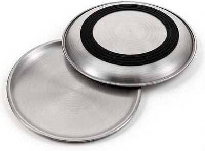 RVS Kattenvoer- en Waterbakken met Antislip Silicone Ring voor Binnengebruik, Ideaal voor Kleine Honden en Kittens, Breed en Ondiep Ontwerp